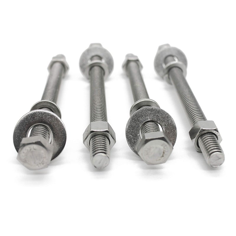 Fullerkreg (5 Sets) 5/16-18x4 Stainless Steel Hex Head Screws Bolts, Hex Machine Nuts, Fender Flat Washer& Split Lock Washers, 18-8 (304) S/S, Fully Threaded by Bolt Fullerkreg - Image 4